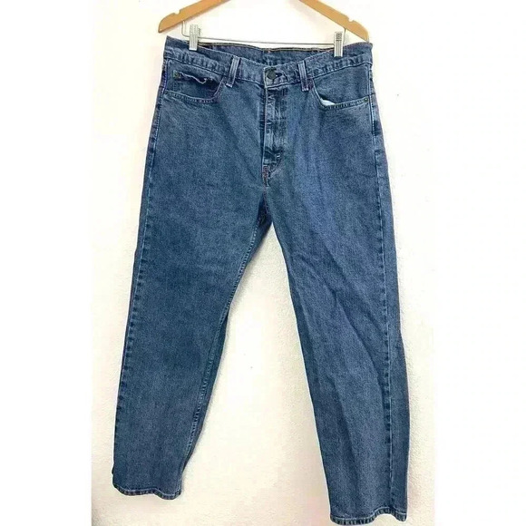 Levi Strauss 505 Straight Leg Regular Fit Medium Wash Denim Jeans 36x30 Men's - Picture 9 of 9